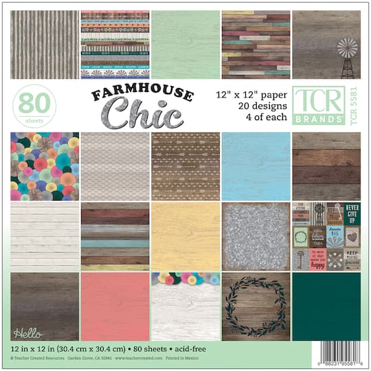 Teacher Created Resources Farmhouse Chic Project Paper Pad, 12&#x22; x 12&#x22;